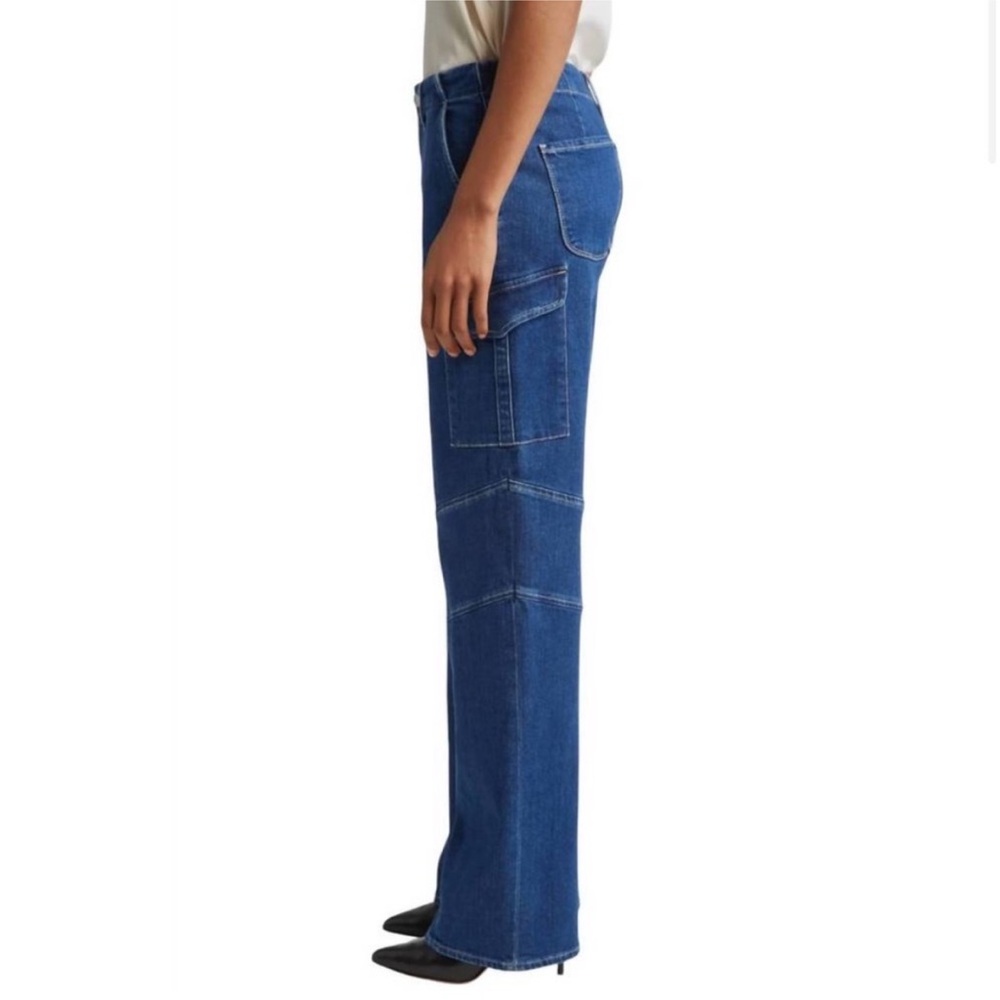 L’AGENCE Brooklyn Wide Leg Cargo Jean Barca Blue 28 High Rise Y2K Denim USA Made - Picture 6 of 15